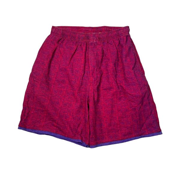 Vintage 90s AOP Geometric Casual Drawstring Shorts NWT Pink Purple Mens Medium - Picture 1 of 7
